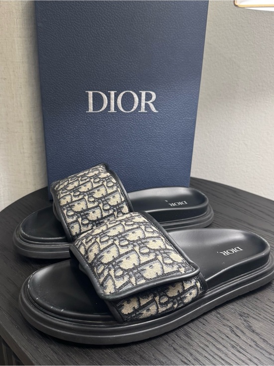 Christian Dior Men\'s Aqua Slide Sandals Oblique Jacquard 44 main image 7